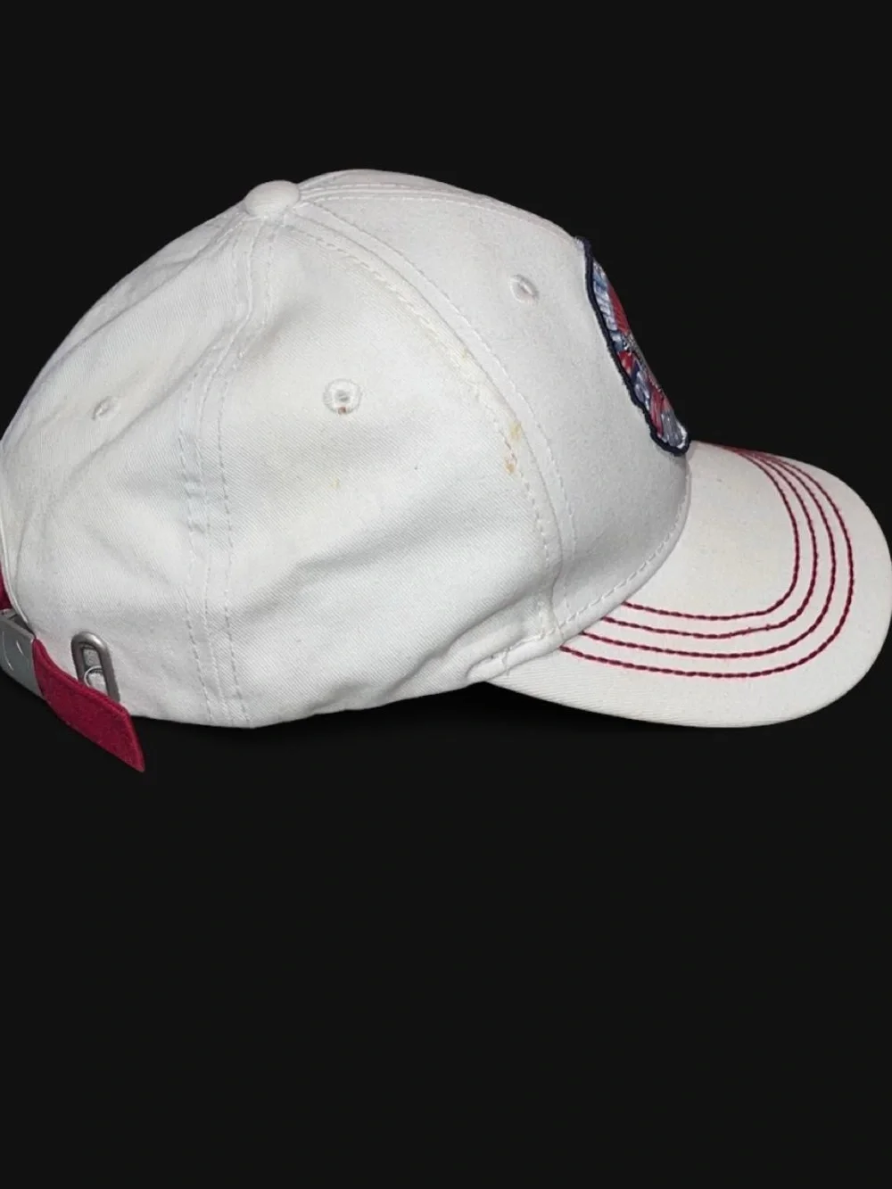 RARE True Religion 2002 Brand Jeans Baseball Cap Hat White & Red Stitching